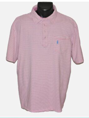 Beautiful Johnnie-O Hangin Out West Coast Prep Cotton Polo, XL Pink Stripe